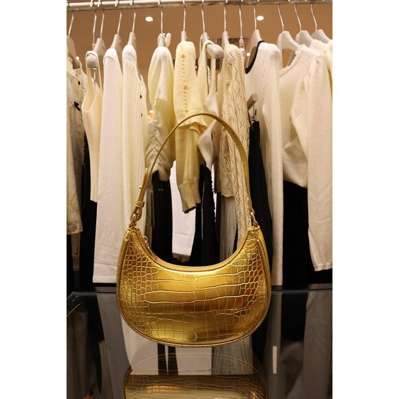 Women Gold Retro Classic Clutch Shoulder Tote Hand Bag With Zipper Closure - Picture 4 of 4